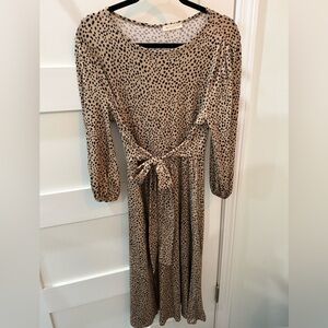 Elegant Tan Polka Dot Dress